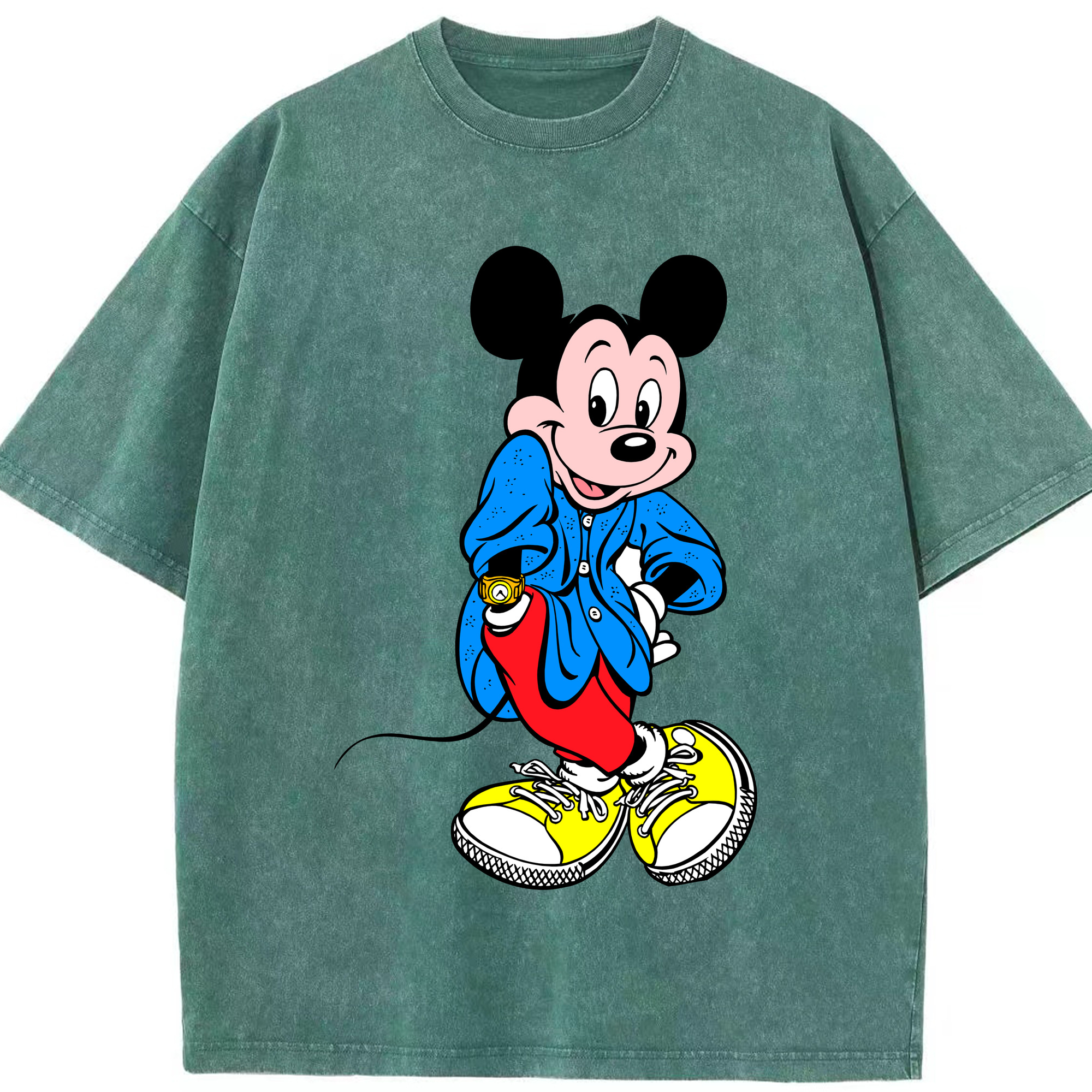 （画像用） ミッキーマウス Mickey Mouse 綿100% ヴィンテージ風 半袖Tシャツ（フロントプリント）